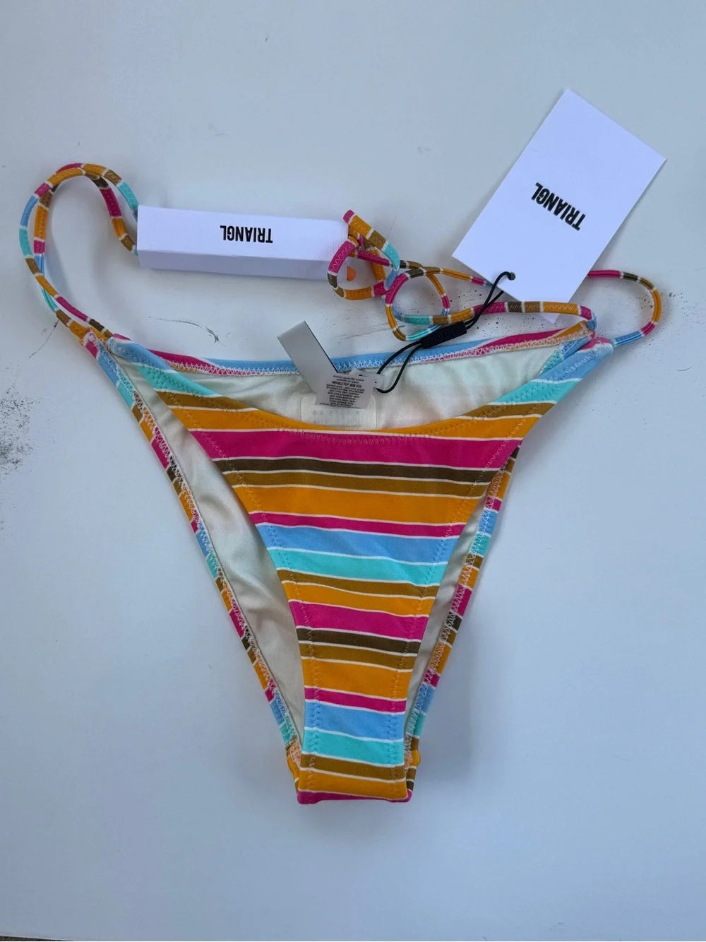 triangl swimwear Multicolor Striped Triangle Bikini with Orange Pouch